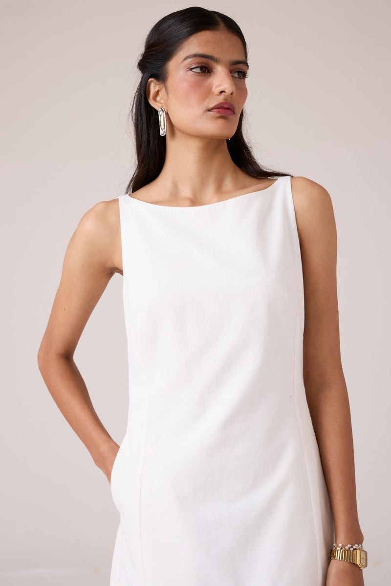 Astra White Embroidered Maxi Dress chanderi by The Summer House in white color for women in Singapore