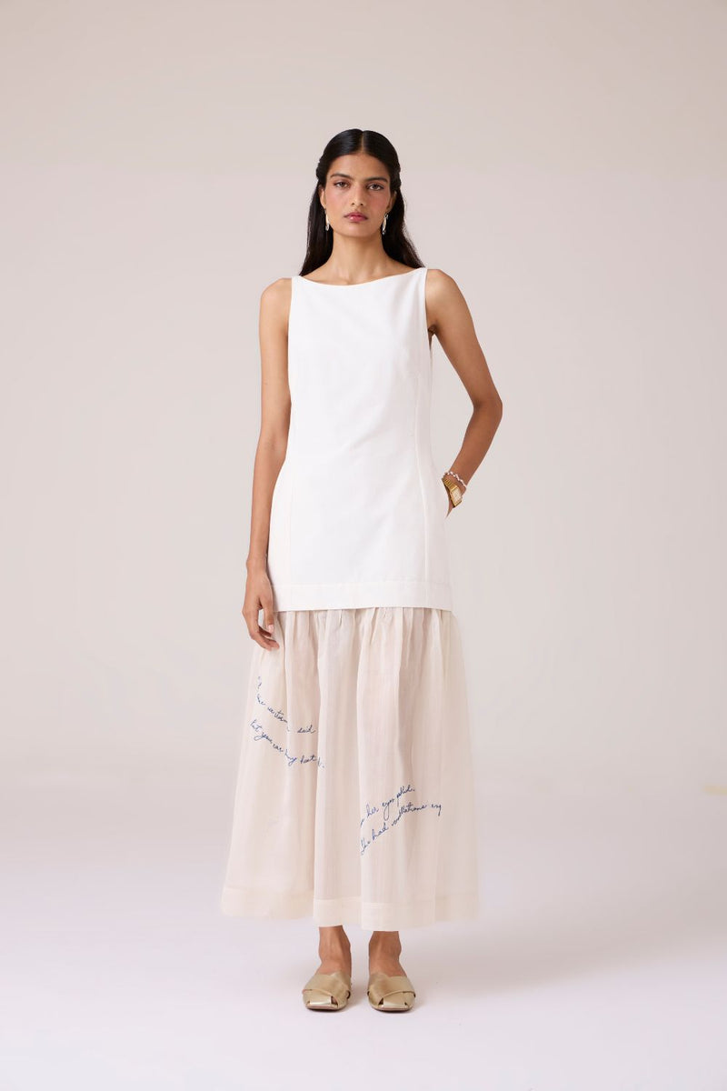 Astra White Embroidered Maxi Dress chanderi by The Summer House in white color for women in Singapore