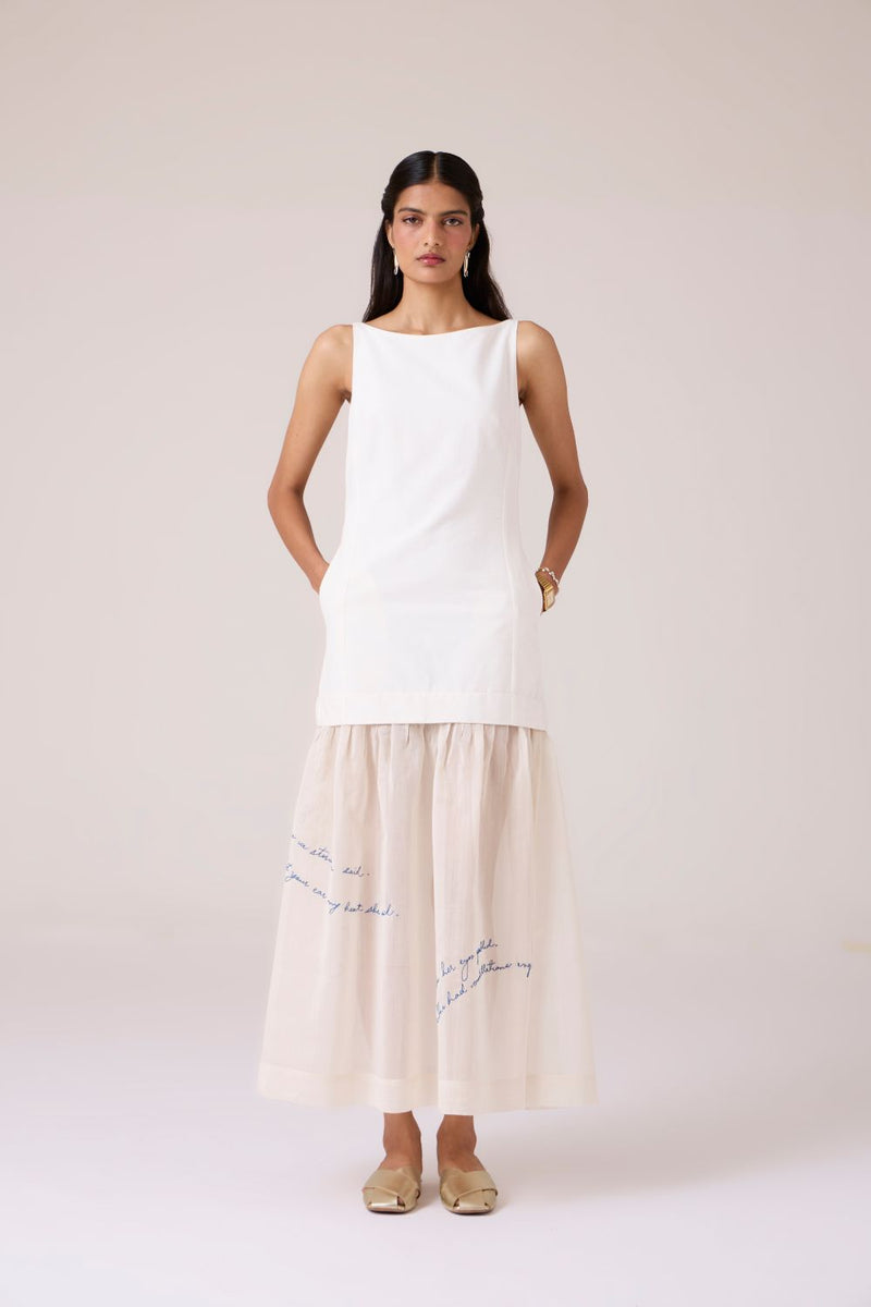 Astra White Embroidered Maxi Dress chanderi by The Summer House in white color for women in Singapore