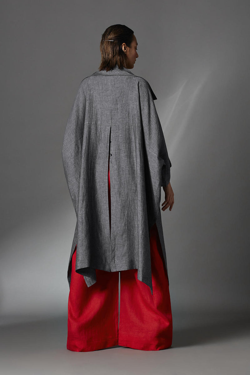 Audrey Jacket-Steel Grey linen by Chola in grey color for women in Singapore