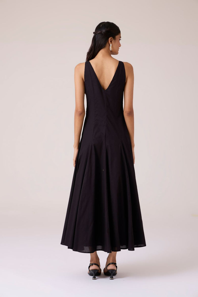 Aurora Black Panelled Dress cotton by The Summer House in black color for women in Singapore