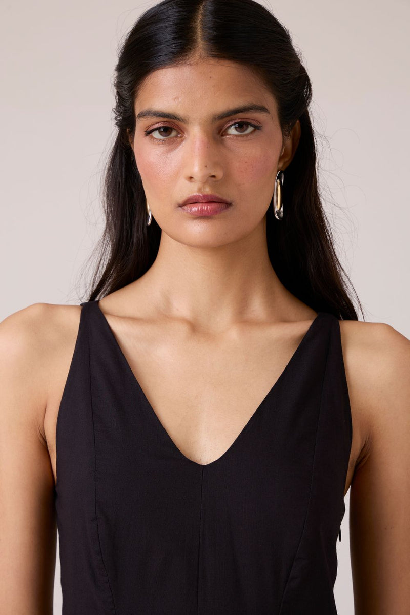 Aurora Black Panelled Dress cotton by The Summer House in black color for women in Singapore