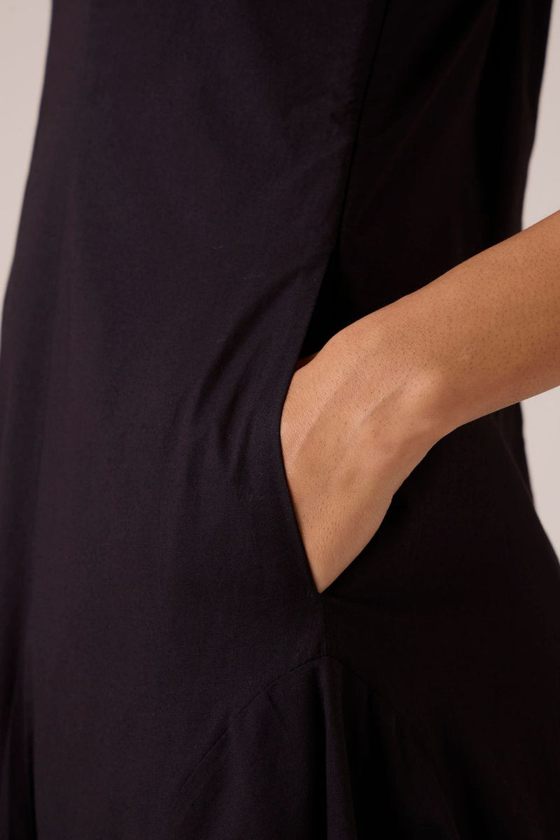 Aurora Black Panelled Dress cotton by The Summer House in black color for women in Singapore