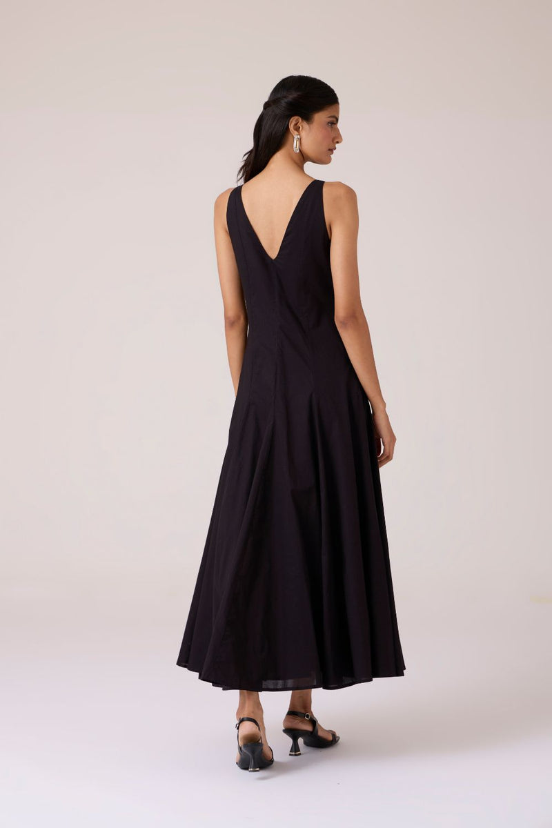 Aurora Black Panelled Dress cotton by The Summer House in black color for women in Singapore