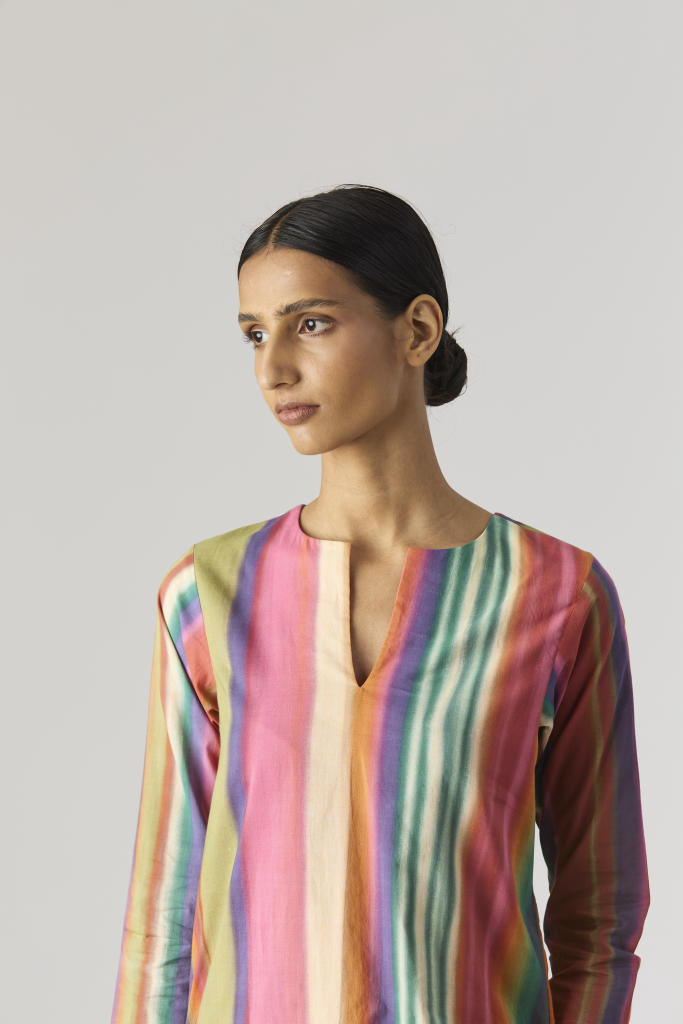 AURORA SHORT KURTA SET cotton by Yam in multi color for women in Singapore