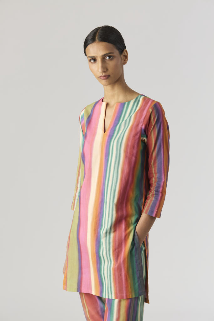 AURORA SHORT KURTA SET cotton by Yam in multi color for women in Singapore