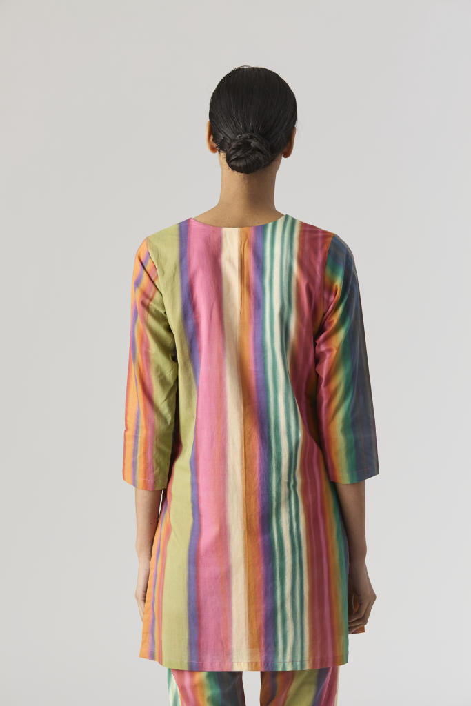 AURORA SHORT KURTA SET cotton by Yam in multi color for women in Singapore