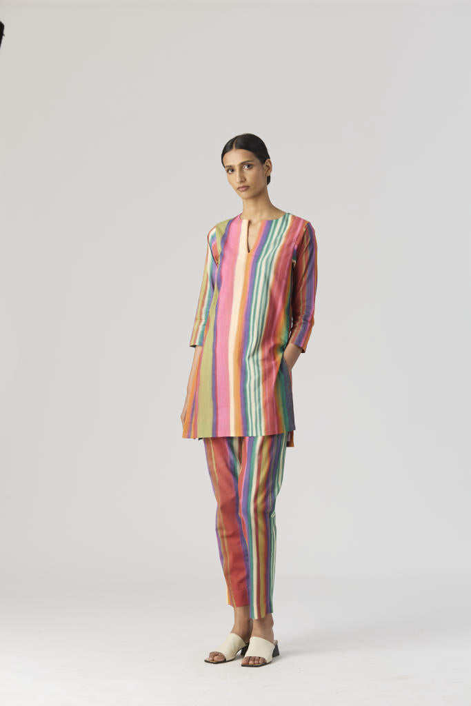 AURORA SHORT KURTA SET cotton by Yam in multi color for women in Singapore