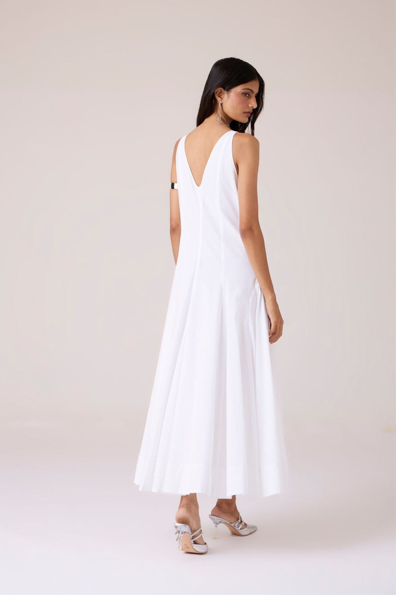 Aurora White Panelled Dress cotton by The Summer House in white color for women in Singapore