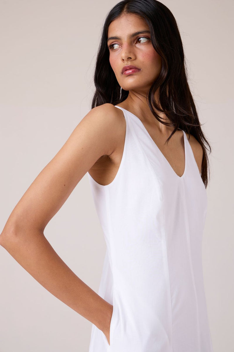 Aurora White Panelled Dress cotton by The Summer House in white color for women in Singapore