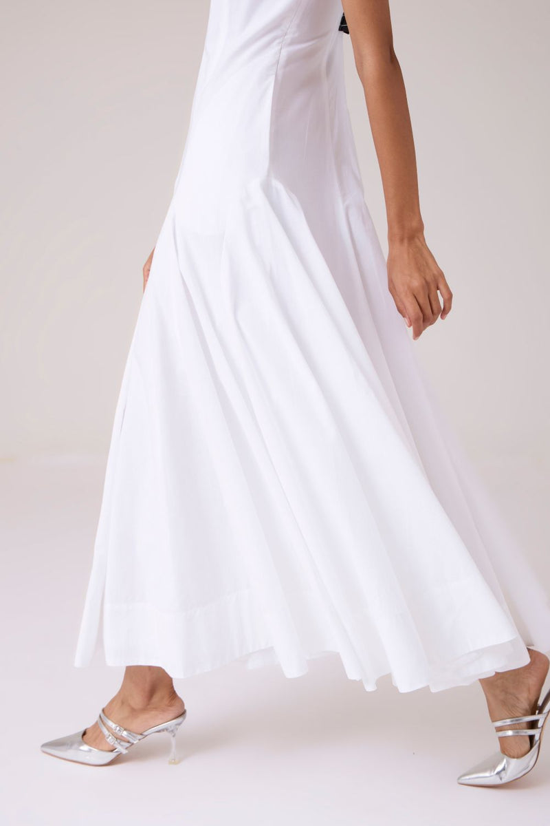 Aurora White Panelled Dress cotton by The Summer House in white color for women in Singapore