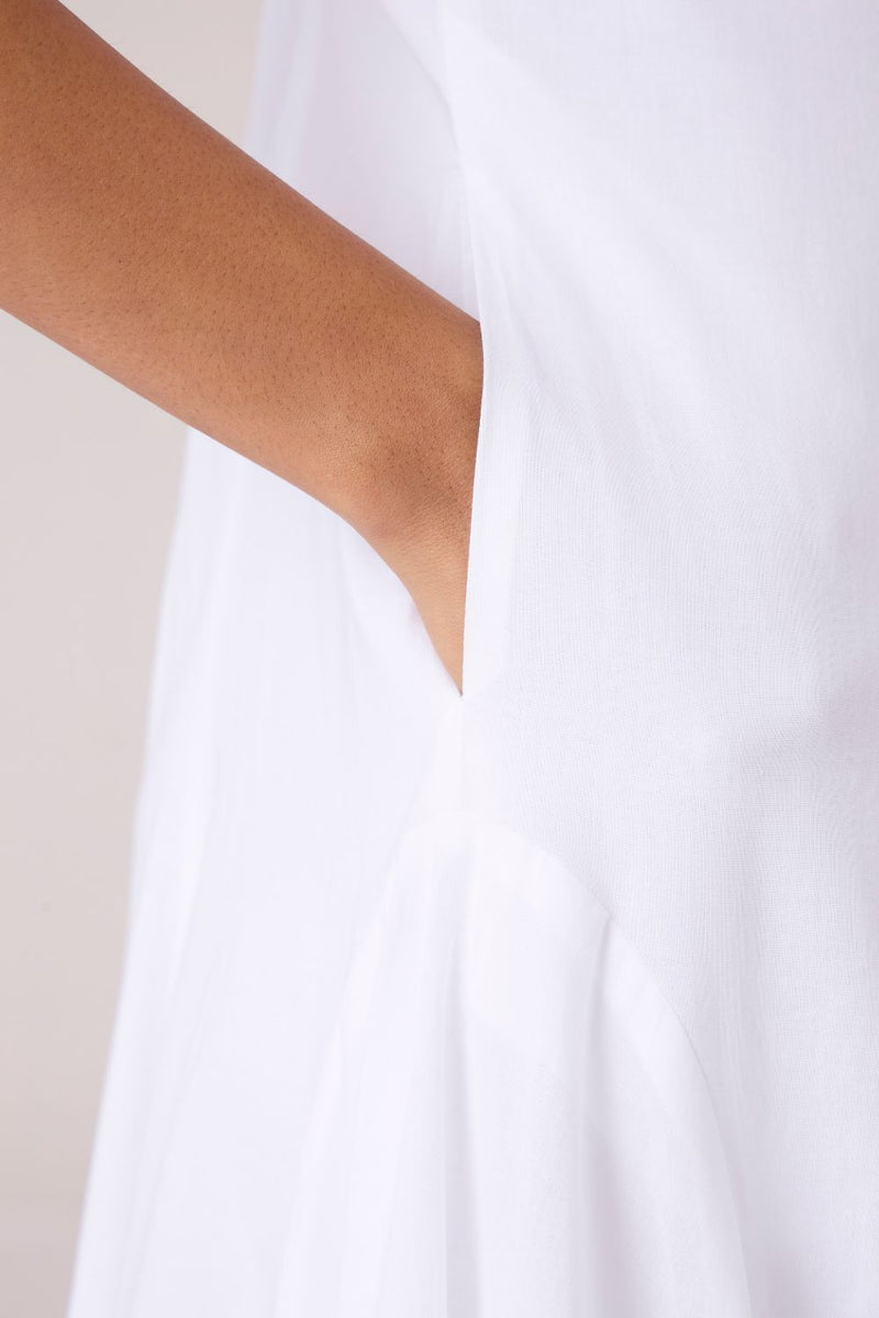 Aurora White Panelled Dress cotton by The Summer House in white color for women in Singapore