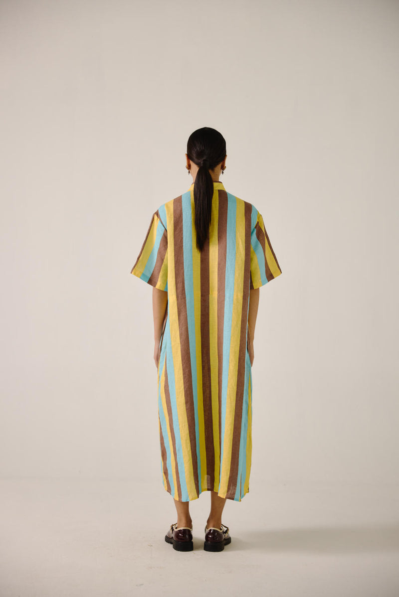 Ava Dress-Striper Print linen by CORD for women in Singapore