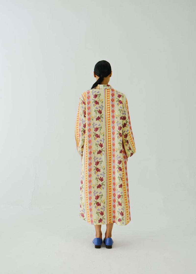 Ava Dress (full sleeve)-Folk Bloom linen by CORD for women in Singapore