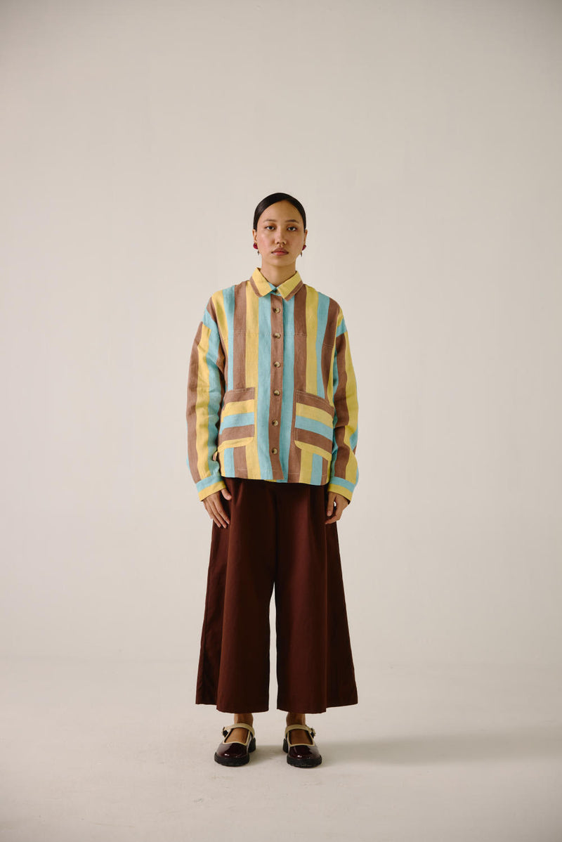 Ava Jacket -Striper Print linen by CORD for women in Singapore
