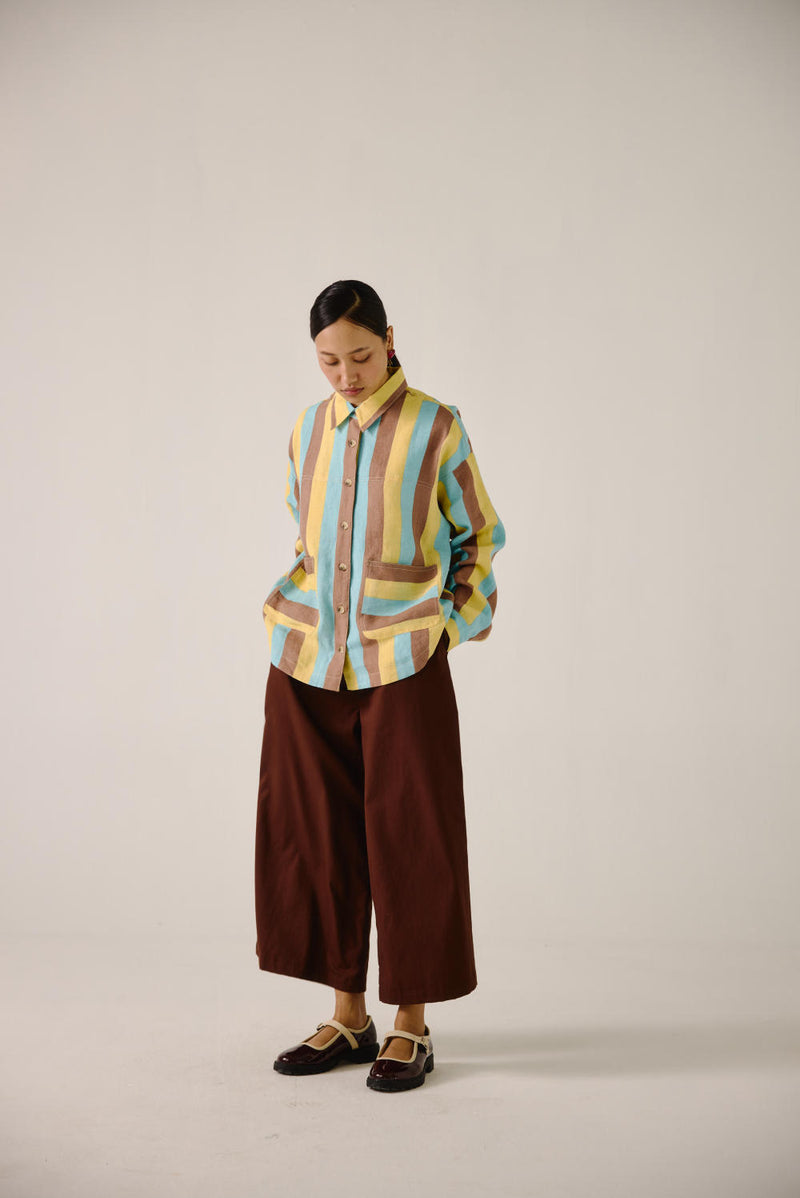 Ava Jacket -Striper Print linen by CORD for women in Singapore