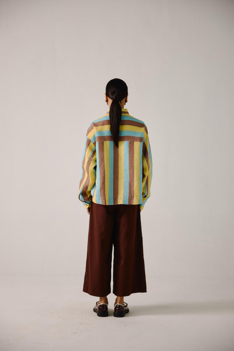 Ava Jacket -Striper Print linen by CORD for women in Singapore