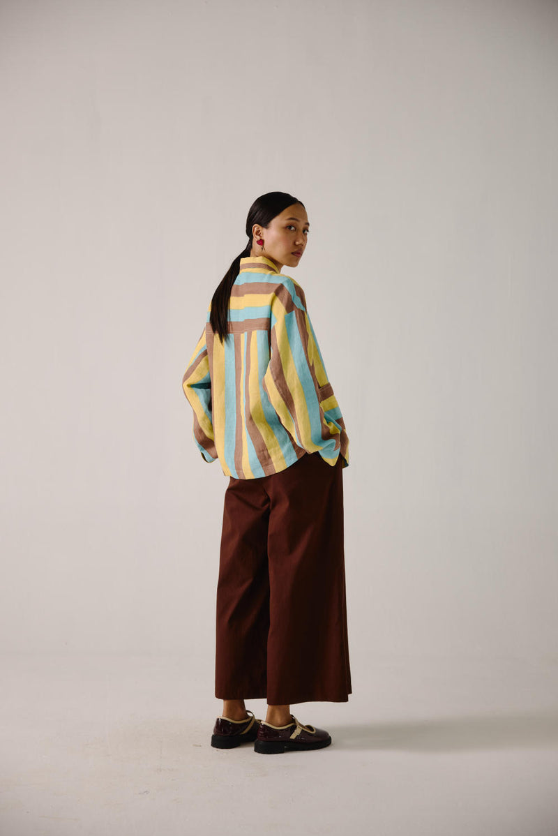 Ava Jacket -Striper Print linen by CORD for women in Singapore