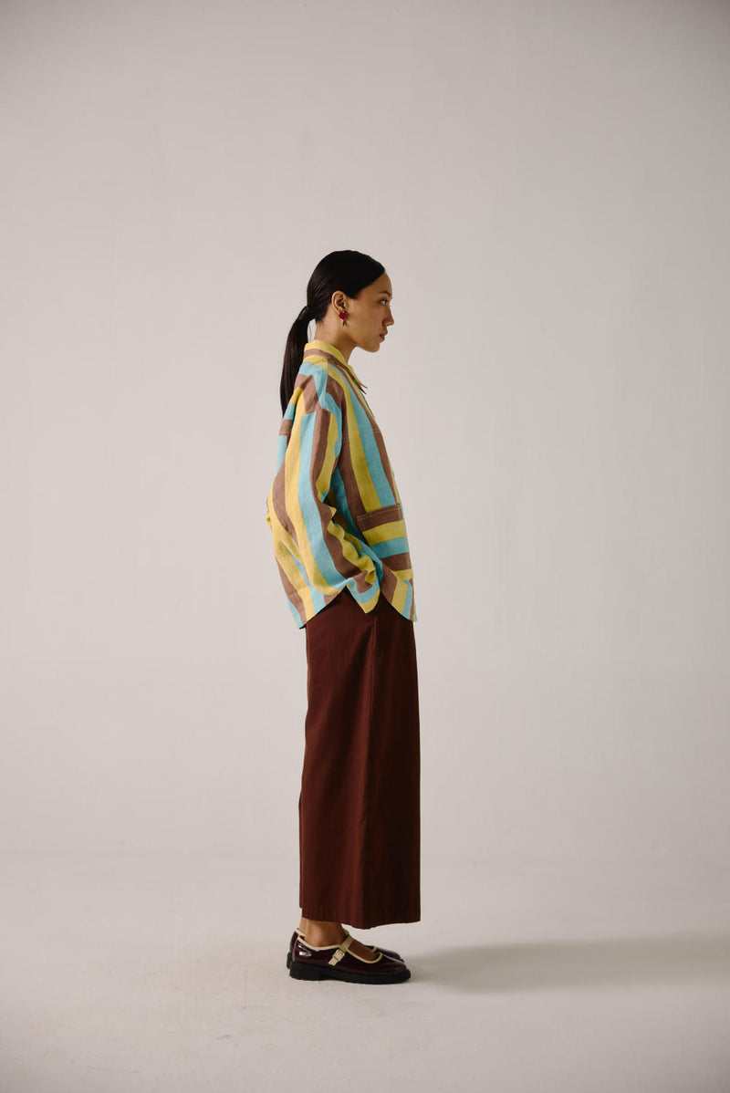 Ava Jacket -Striper Print linen by CORD for women in Singapore
