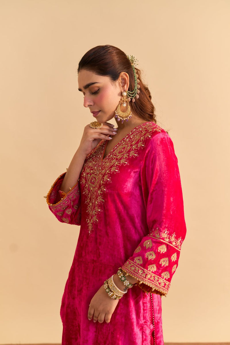 Aynaz - Hotpink Kurta with Salwar and Dupatta by SHEETAL BATRA for women in Singapore