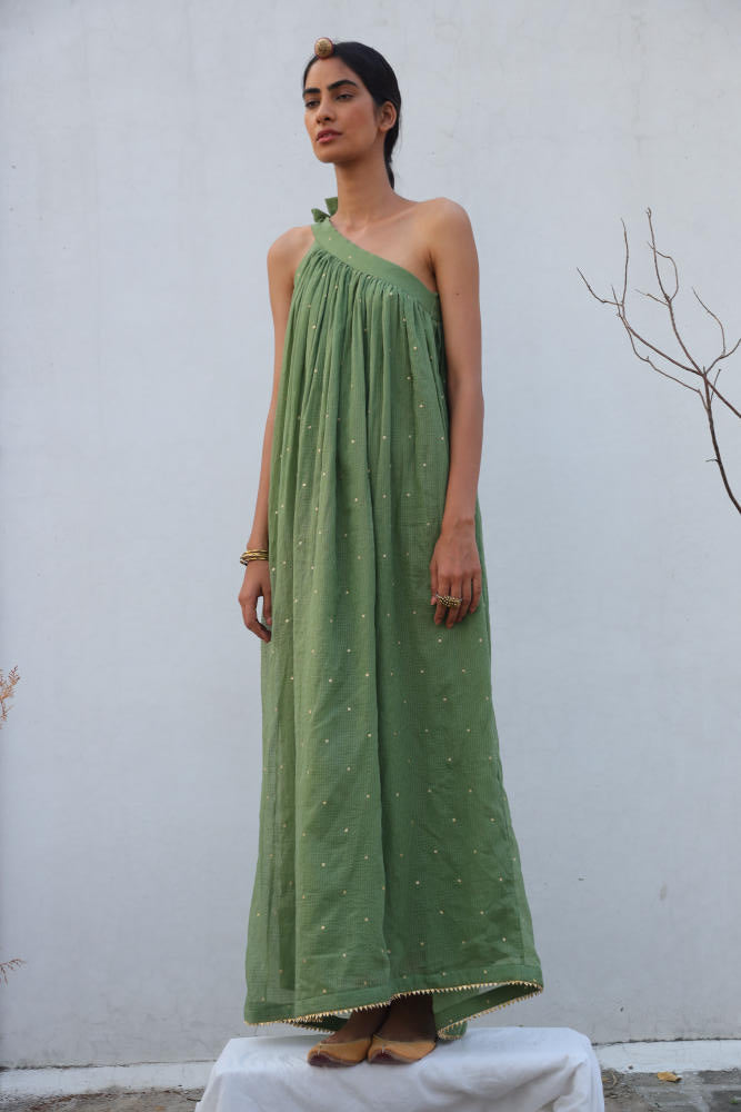 Azal gown by Khara Kapas in green for women in Singapore