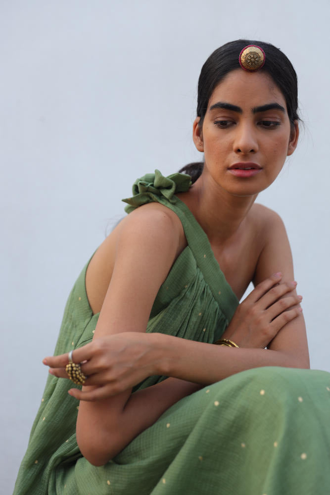 Azal gown by Khara Kapas in green for women in Singapore