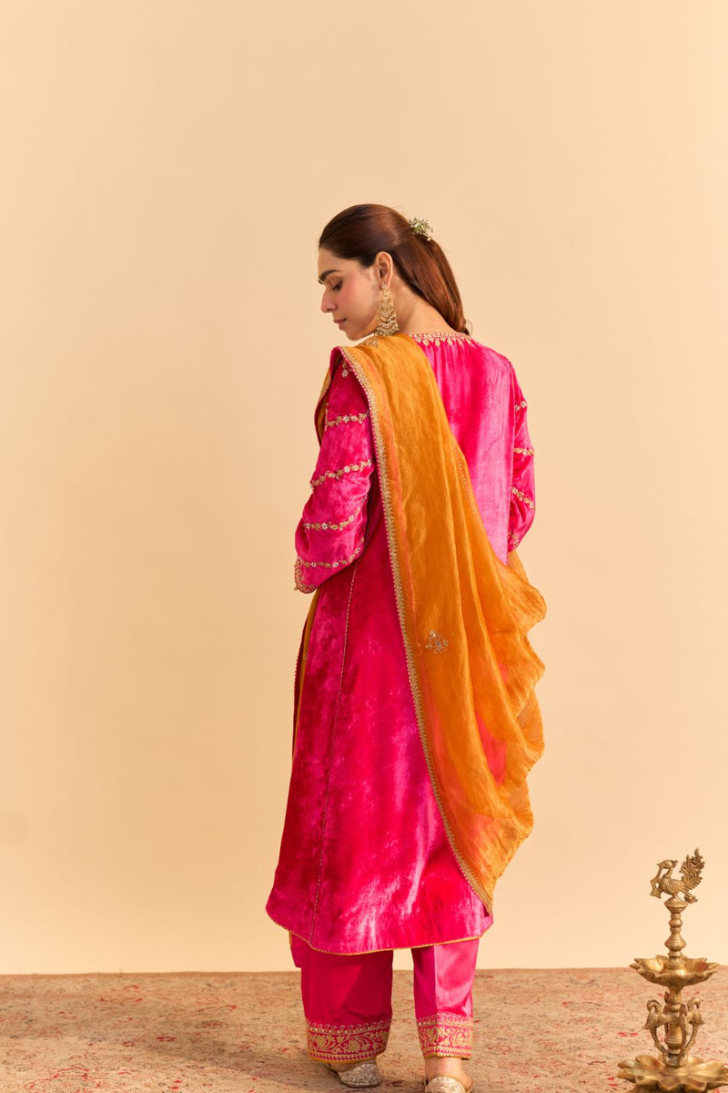 Azmiya - Hotpink Chauga with Salwar and Dupatta by SHEETAL BATRA for women in Singapore