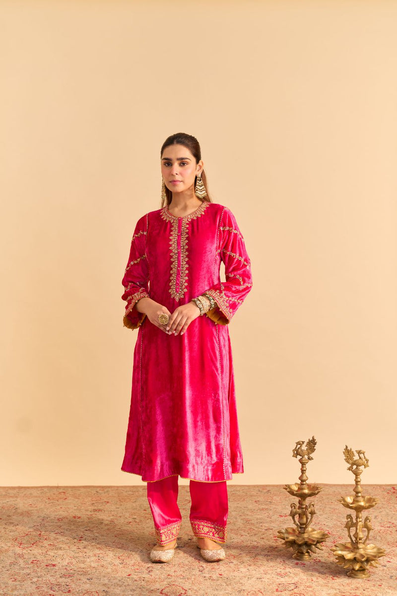 Azmiya - Hotpink Chauga with Salwar and Dupatta by SHEETAL BATRA for women in Singapore