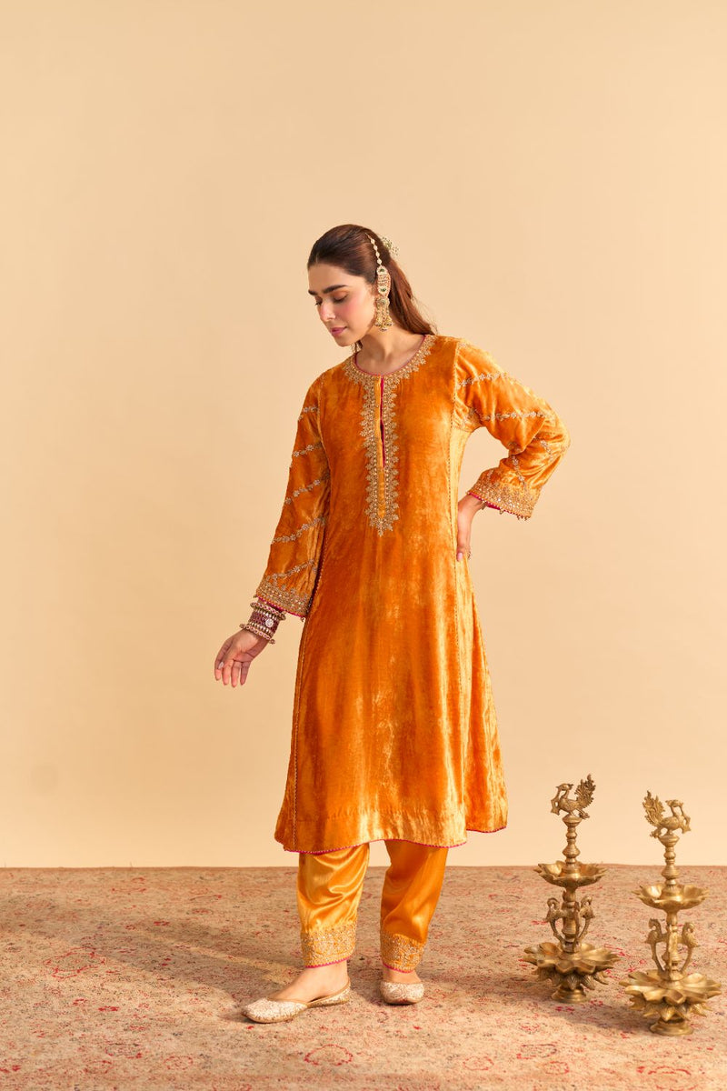 Azmiya - Orange Chauga with Salwar with Dupatta by SHEETAL BATRA for women in Singapore
