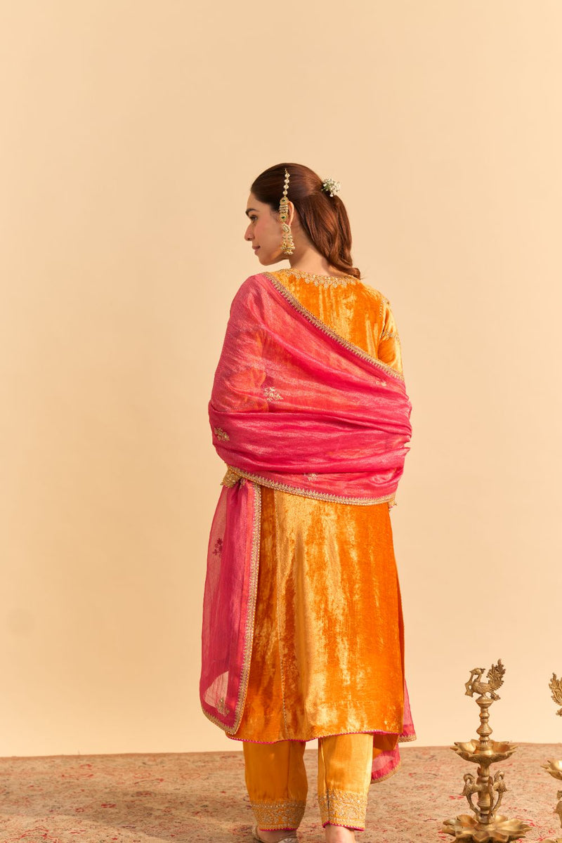 Azmiya - Orange Chauga with Salwar with Dupatta by SHEETAL BATRA for women in Singapore