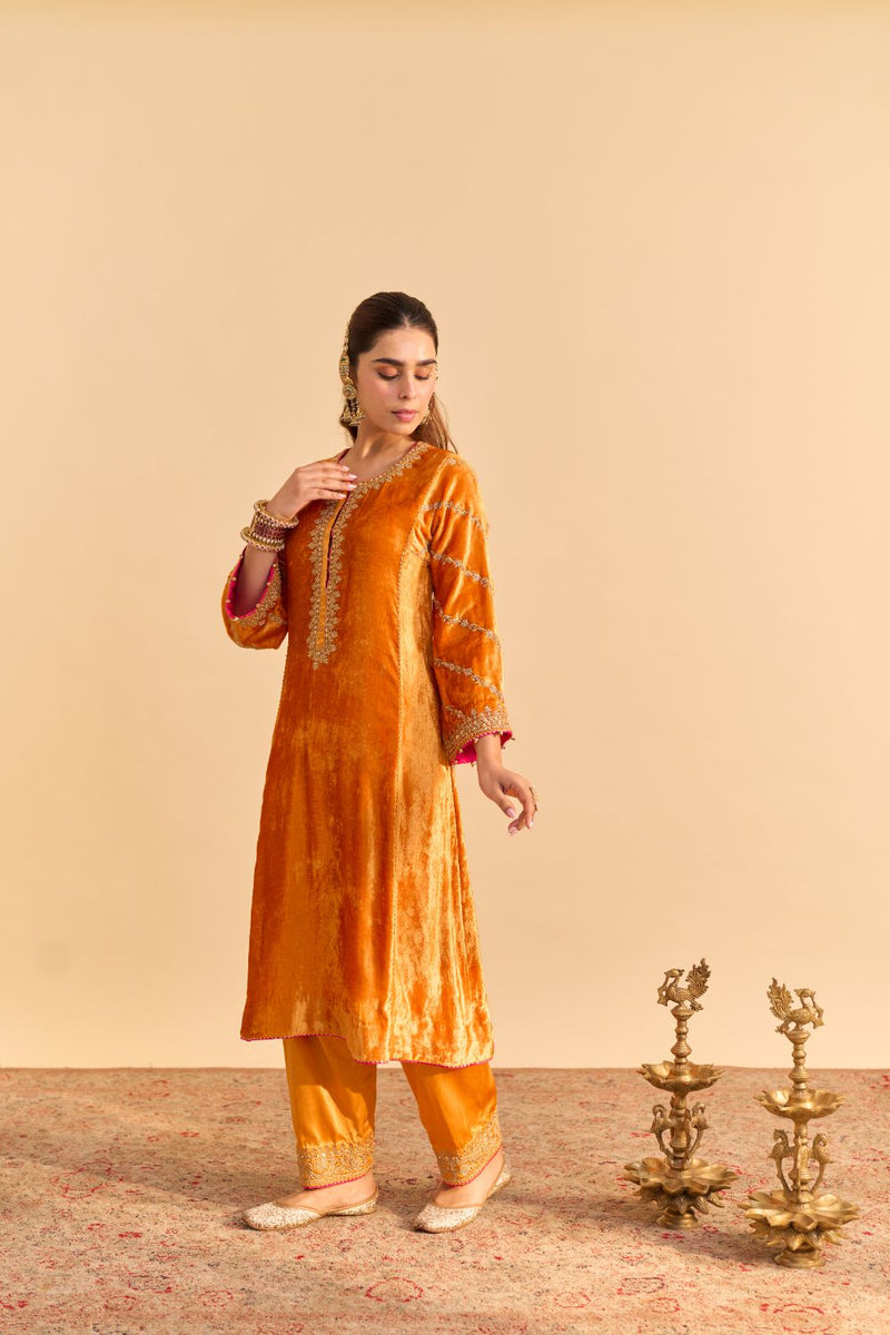 Azmiya - Orange Chauga with Salwar with Dupatta by SHEETAL BATRA for women in Singapore