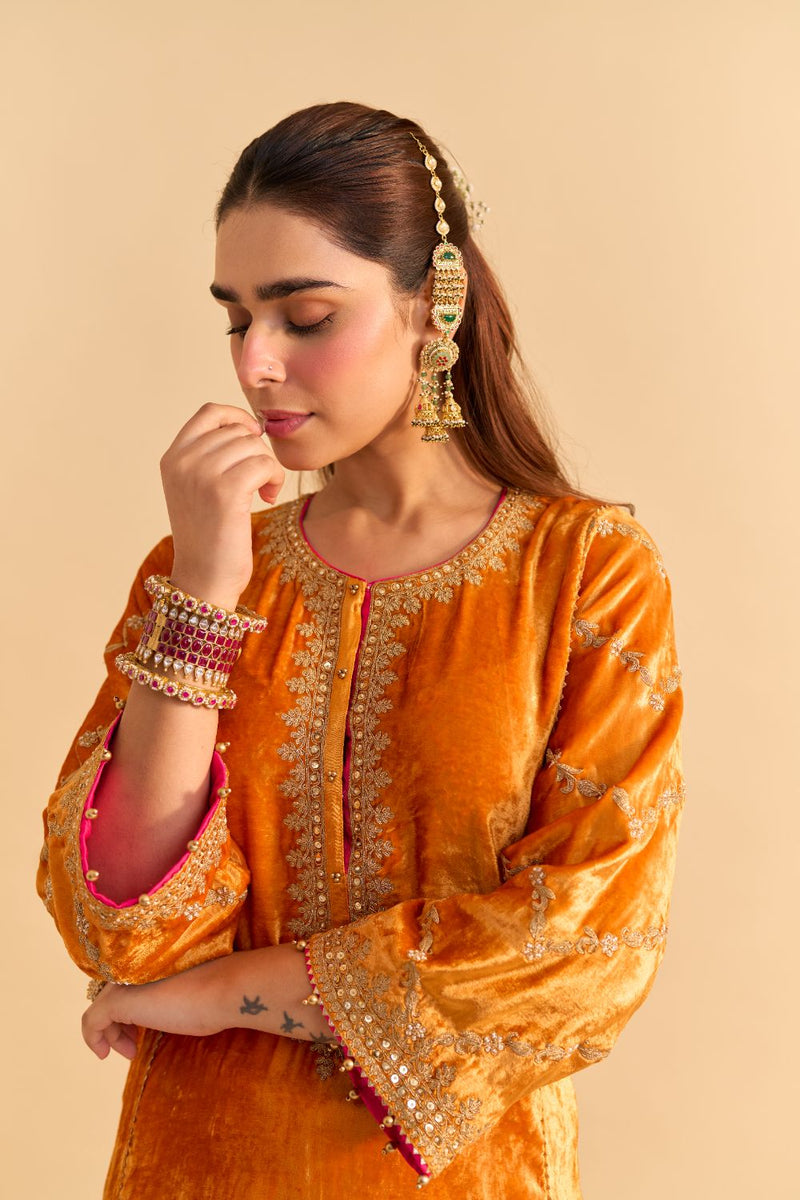 Azmiya - Orange Chauga with Salwar with Dupatta by SHEETAL BATRA for women in Singapore