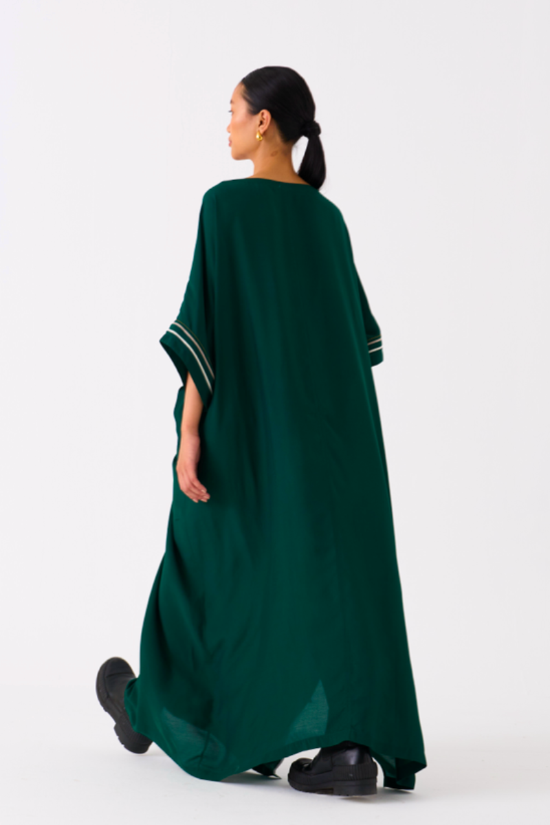 TIE KAFTAN-GREEN bemberg by THREE in green color for women in Singapore