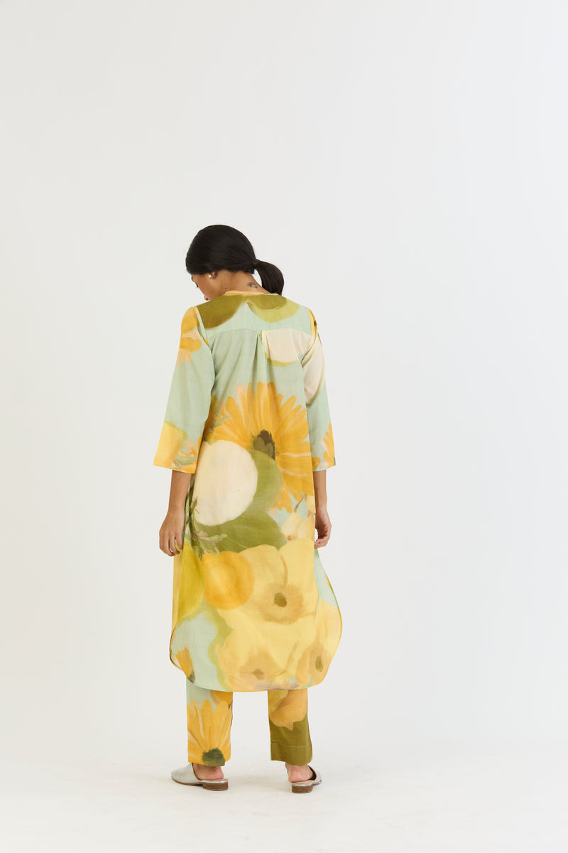 LEMONADE LONG KURTA SET cotton by Yam in yellow color for women in Singapore