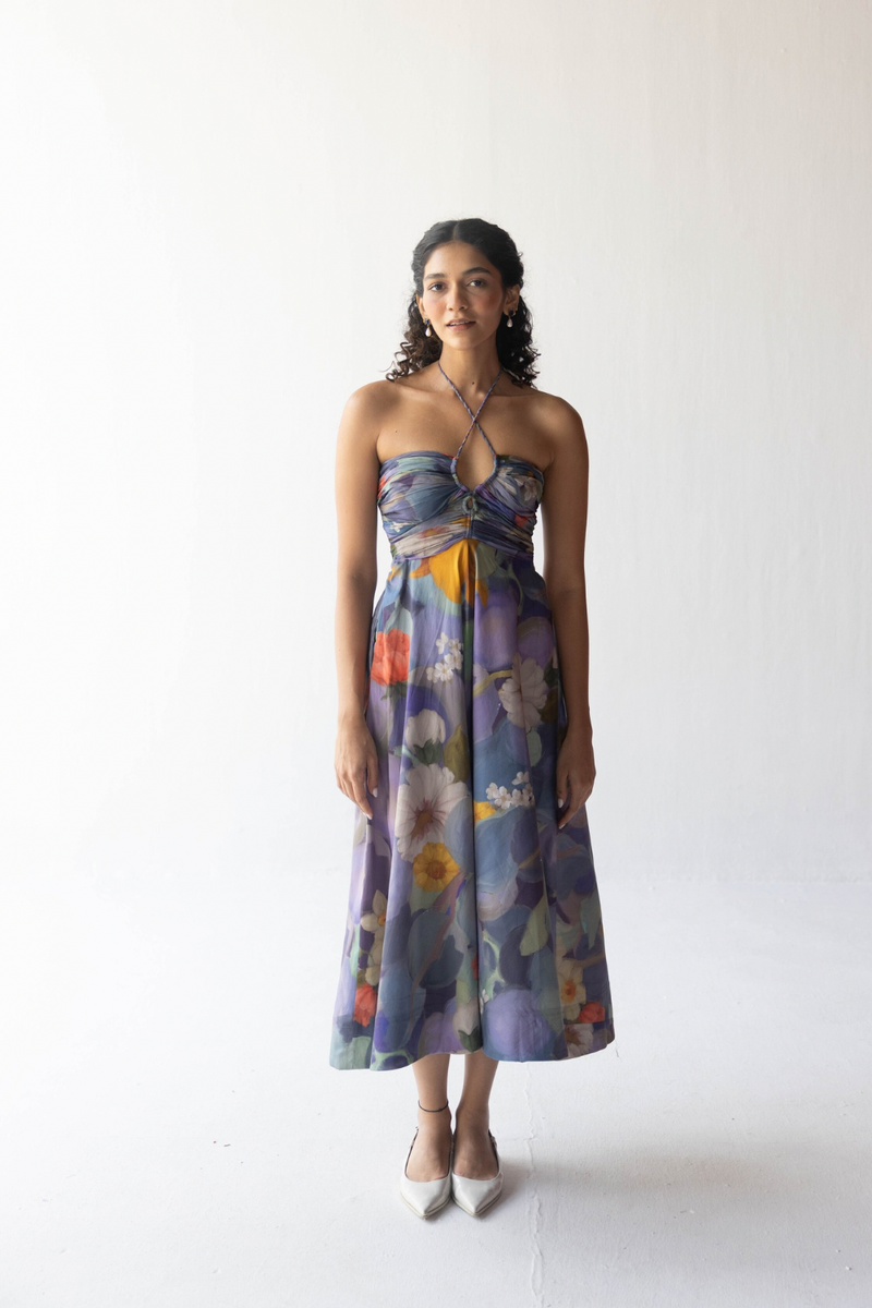 BLUEBERRY GROVE DRESS by Yam in blue color for women in Singapore