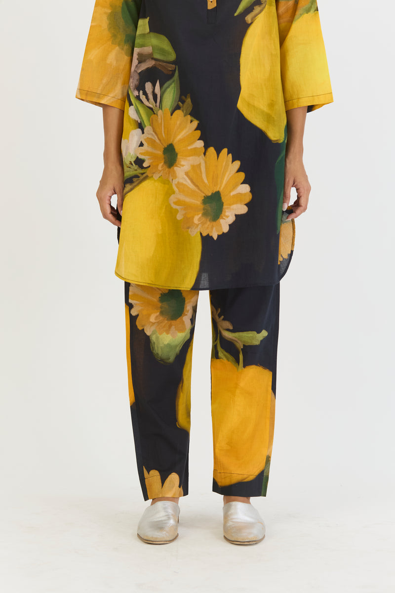 POMELLO SHORT KURTA SET cotton by Yam in yellow color for women in Singapore