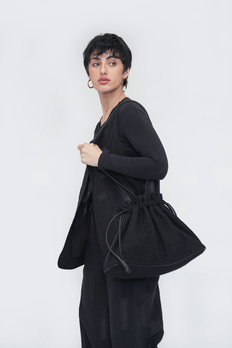 Nampkhe Bag cotton by Turn Black in black color for women in Singapore