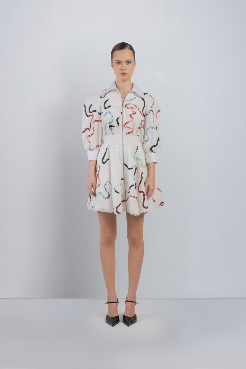 BANDES BUBBLE DRESS - Multicolour + White dress by Leh Studios in multicolour for women in Singapore