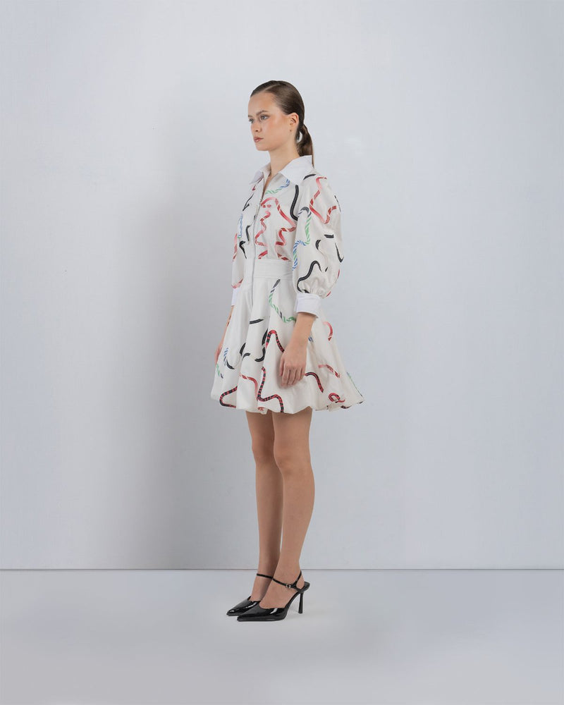 BANDES BUBBLE DRESS - Multicolour + White dress by Leh Studios in multicolour for women in Singapore