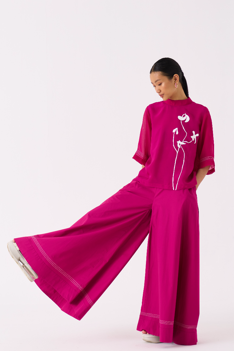 POPPY TOP-FUSCHIA organza by THREE for women in Singapore
