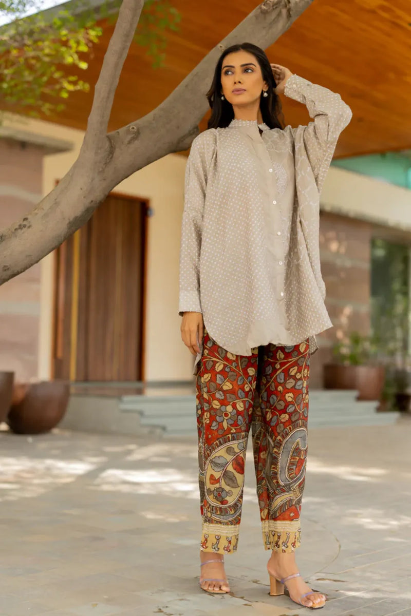 BB SHIRT-TAUPE silk by Dyelogue for women in Singapore
