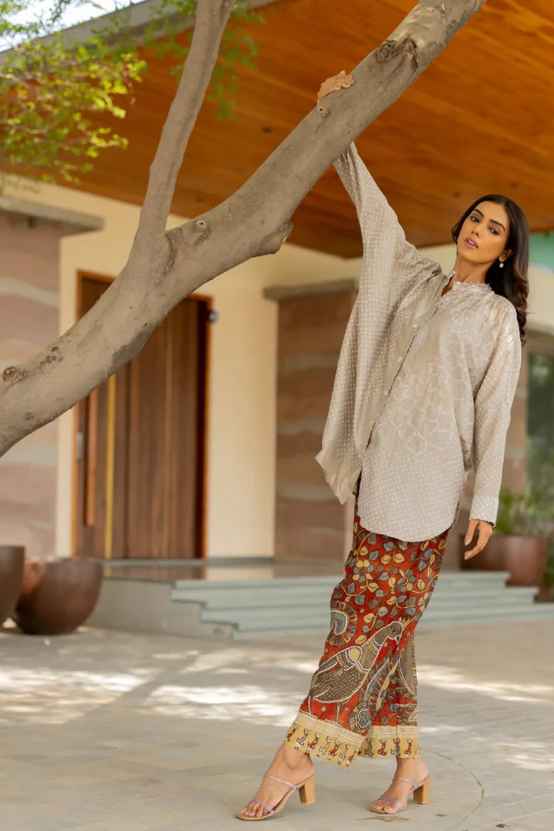 BB SHIRT-TAUPE silk by Dyelogue for women in Singapore