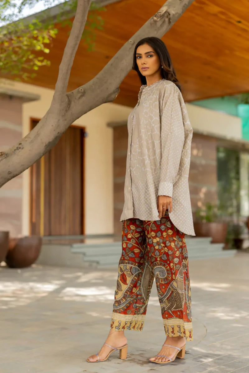BB SHIRT-TAUPE silk by Dyelogue for women in Singapore