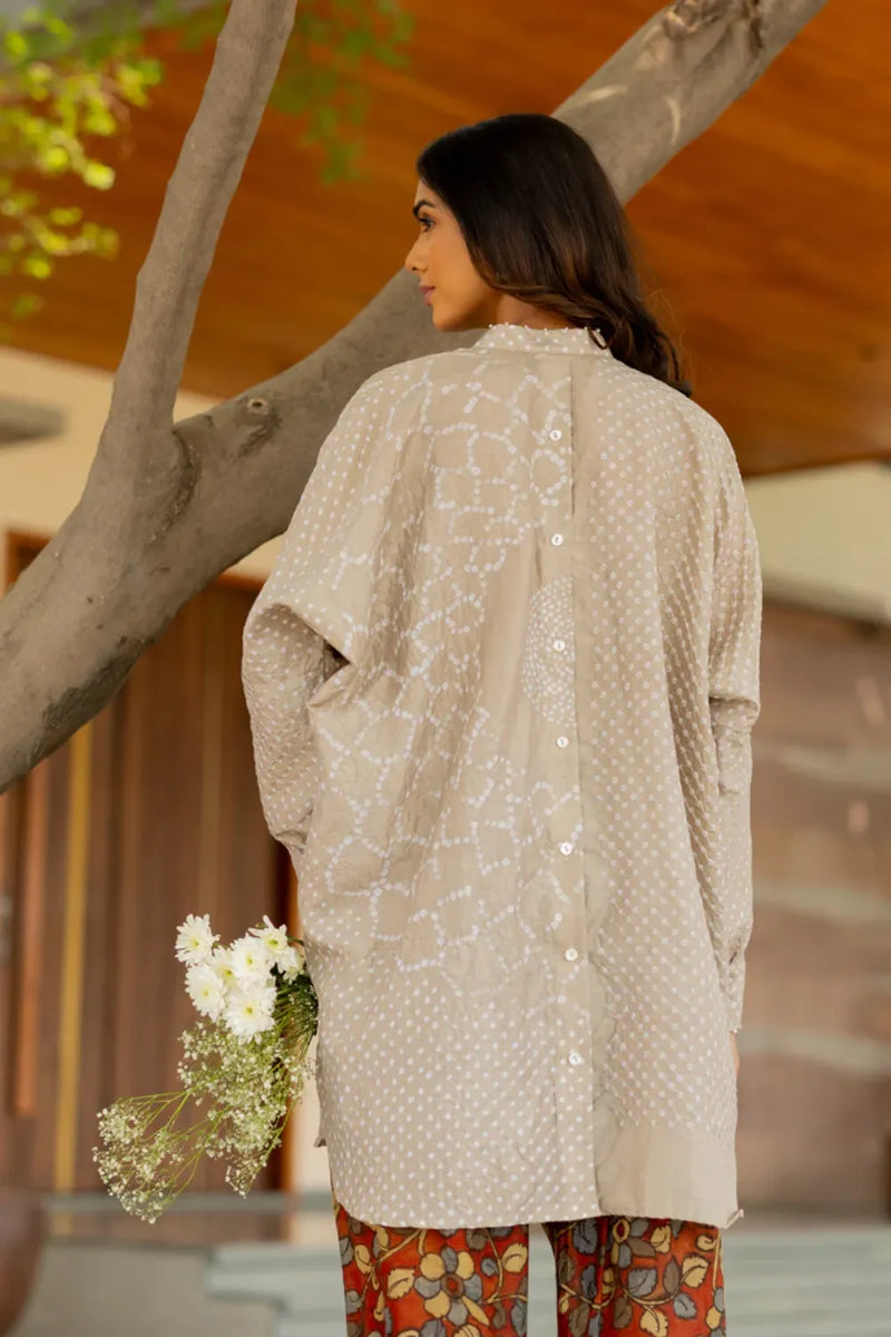 BB SHIRT-TAUPE silk by Dyelogue for women in Singapore