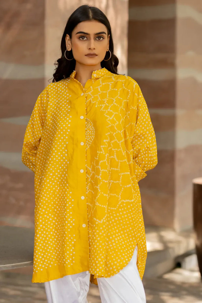 BB SHIRT-YELLOW silk by Dyelogue in yellow color for women in Singapore