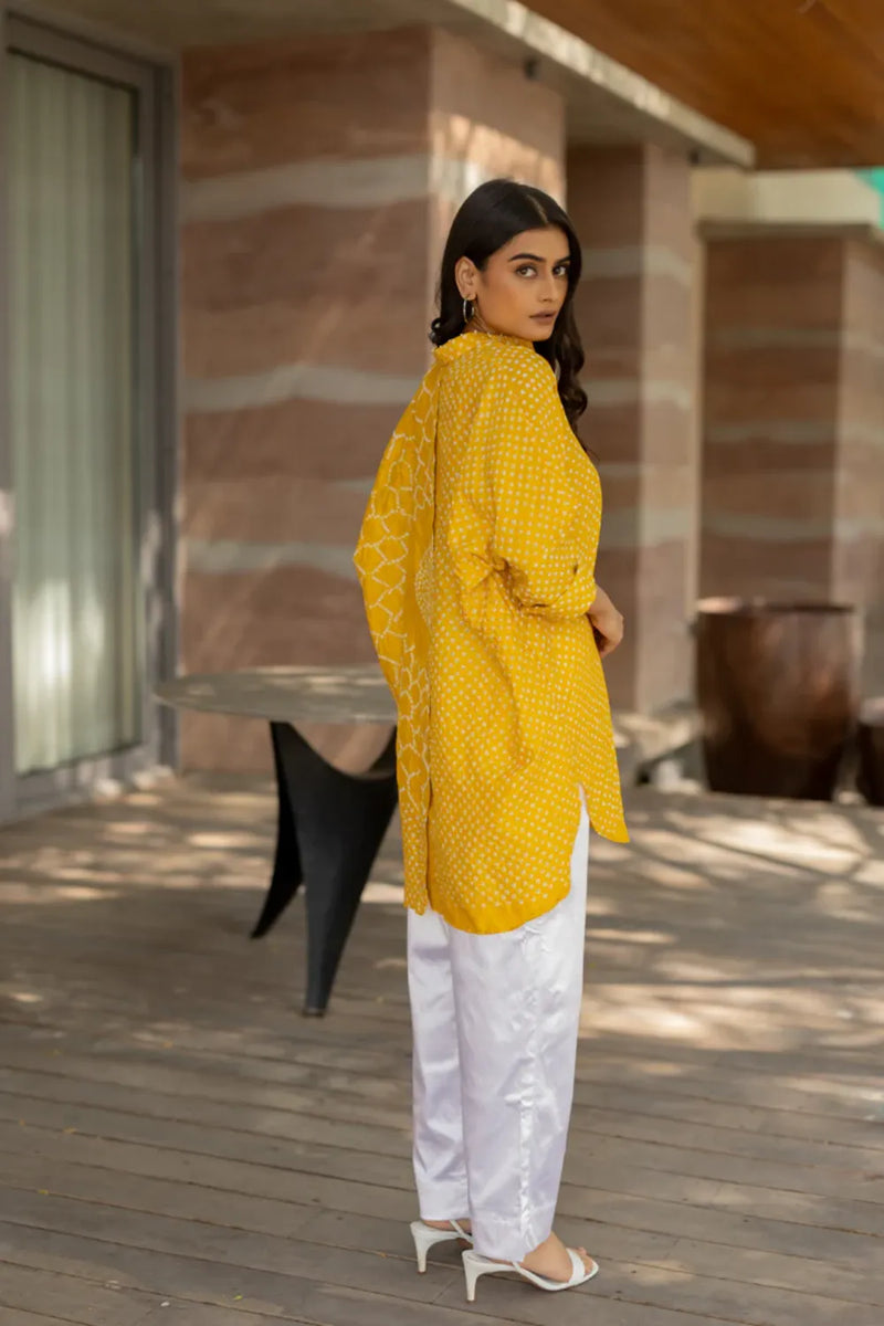BB SHIRT-YELLOW silk by Dyelogue in yellow color for women in Singapore
