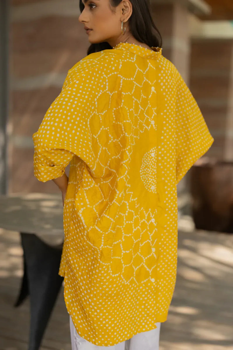 BB SHIRT-YELLOW silk by Dyelogue in yellow color for women in Singapore