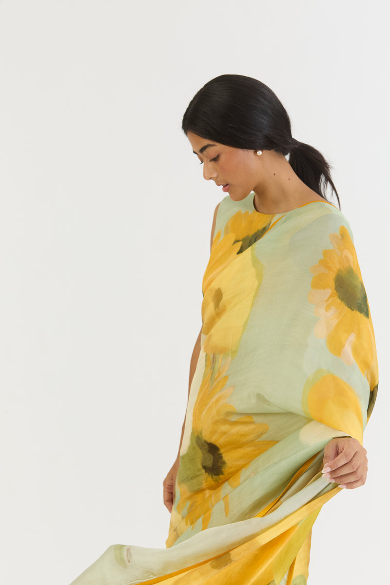 LEMONADE SAREE silk by Yam in yellow color for women in Singapore