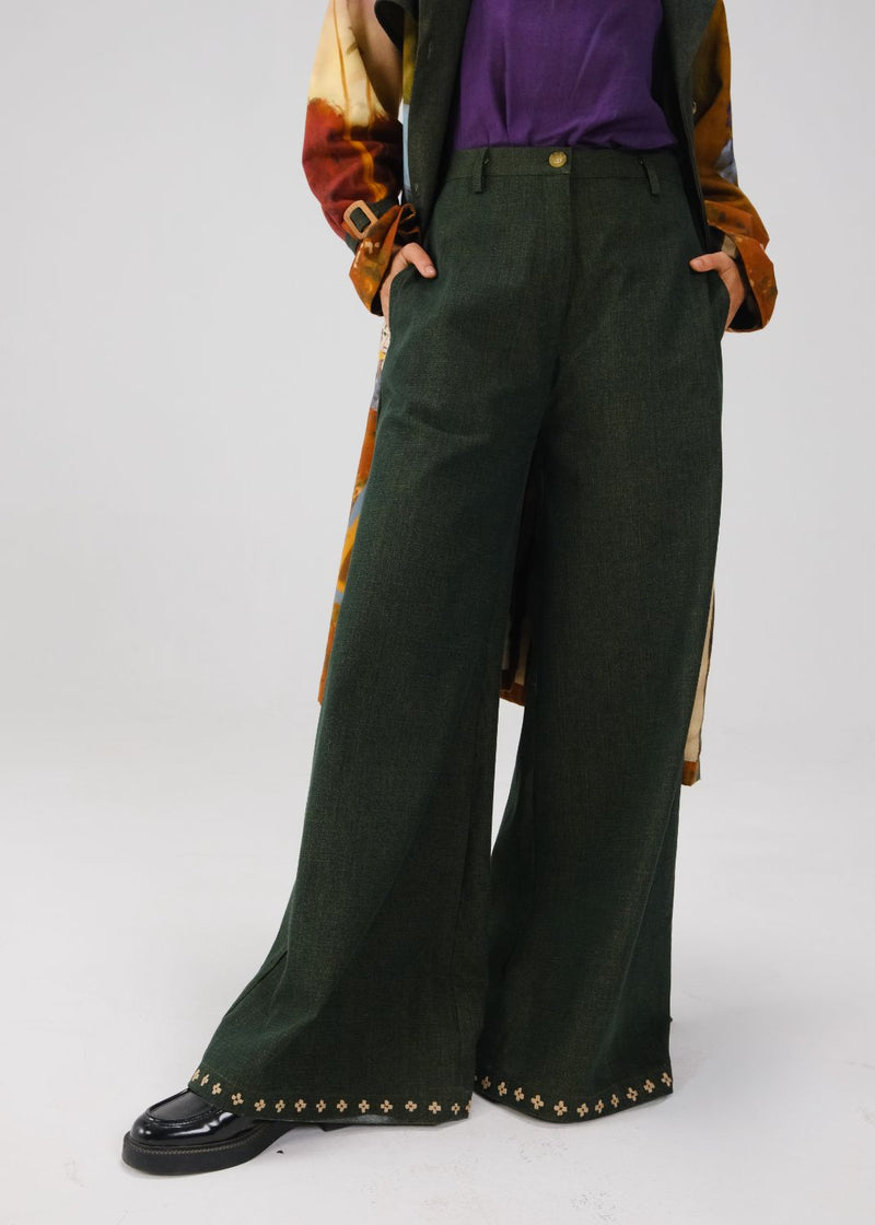 BELL-BOTTOMS-Bottle Green by CORD for women in Singapore