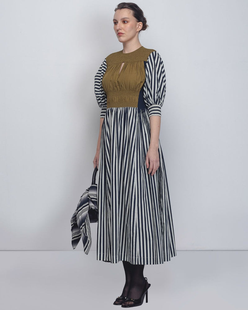 Beri Dress - Black + White Print / Olive cotton Buy Beri Dress - Black + White Print / Olive from C&W | Dresses for Women by Leh Studios in black color for women in Singapore